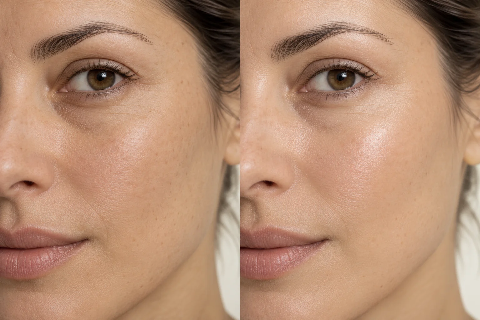 Illustrative before view with a slightly dull-looking complexion.