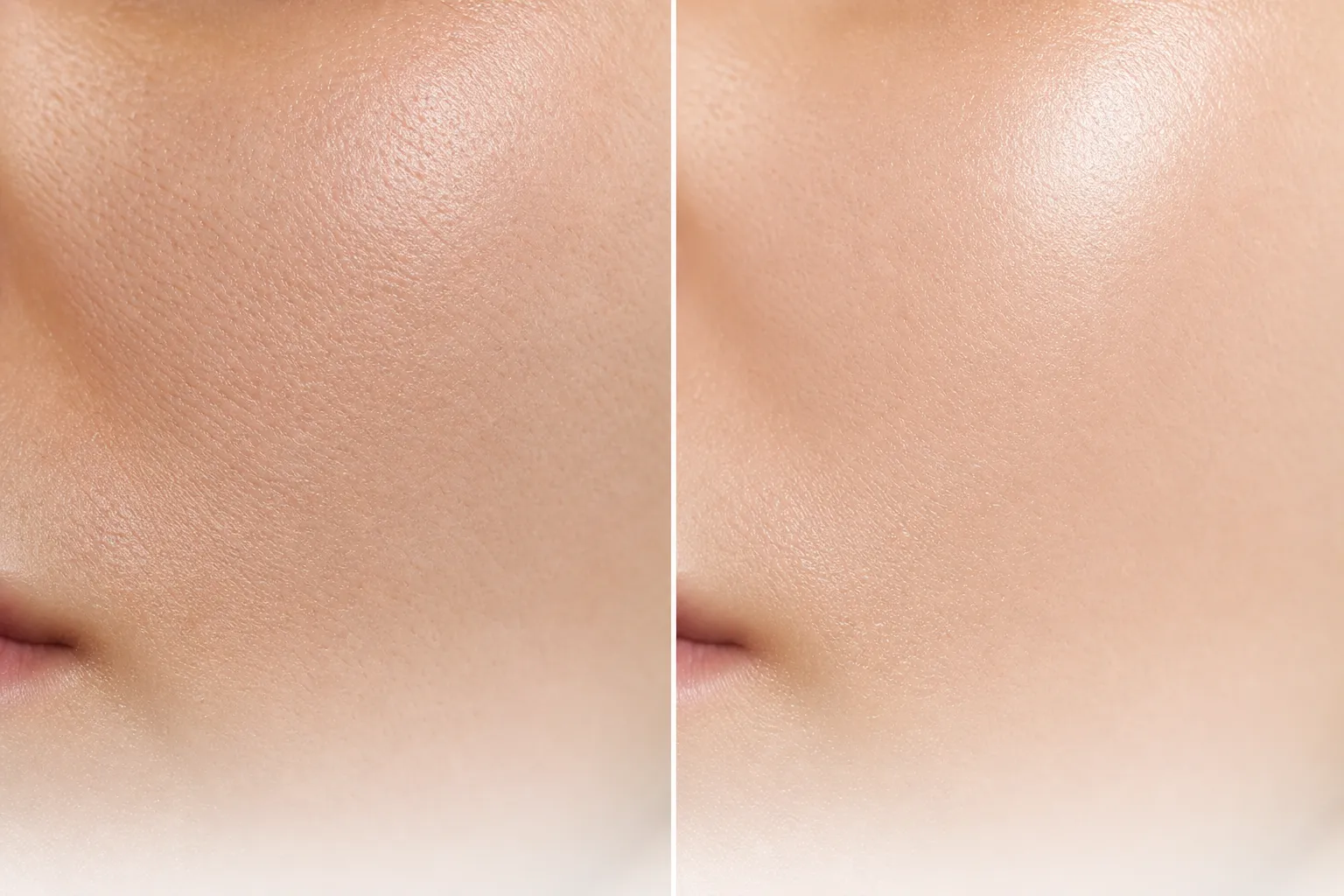 Before skincare example showing dry, tired texture.