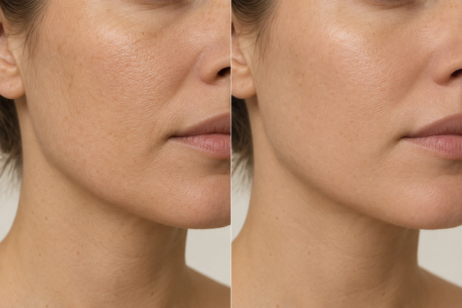 Illustrative before view with visible natural skin texture.