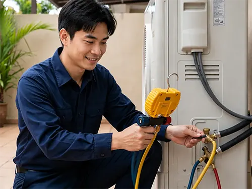 Aircond gas refill service for R22, R410A and R32 systems