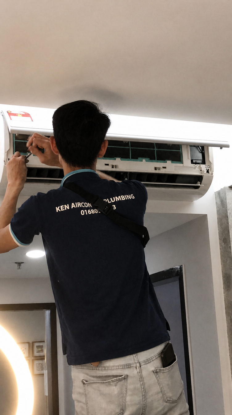 Aircond technician service work photo