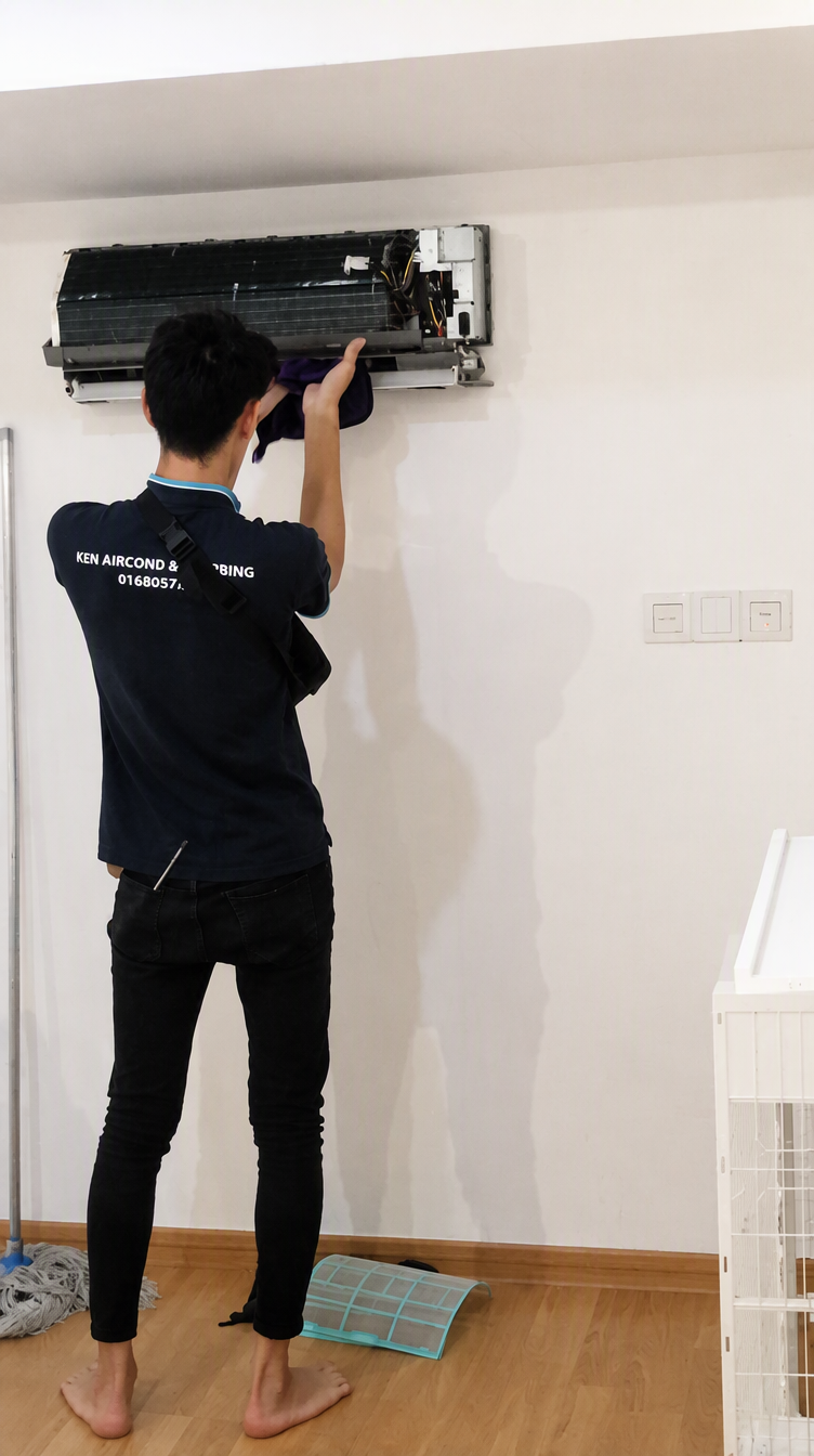 Aircond technician inspection work photo
